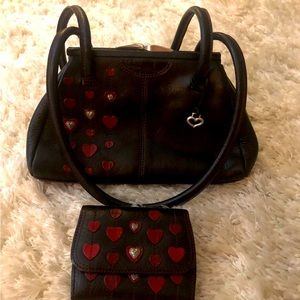 Brighton Black and Red Handbag and Matching Wallet